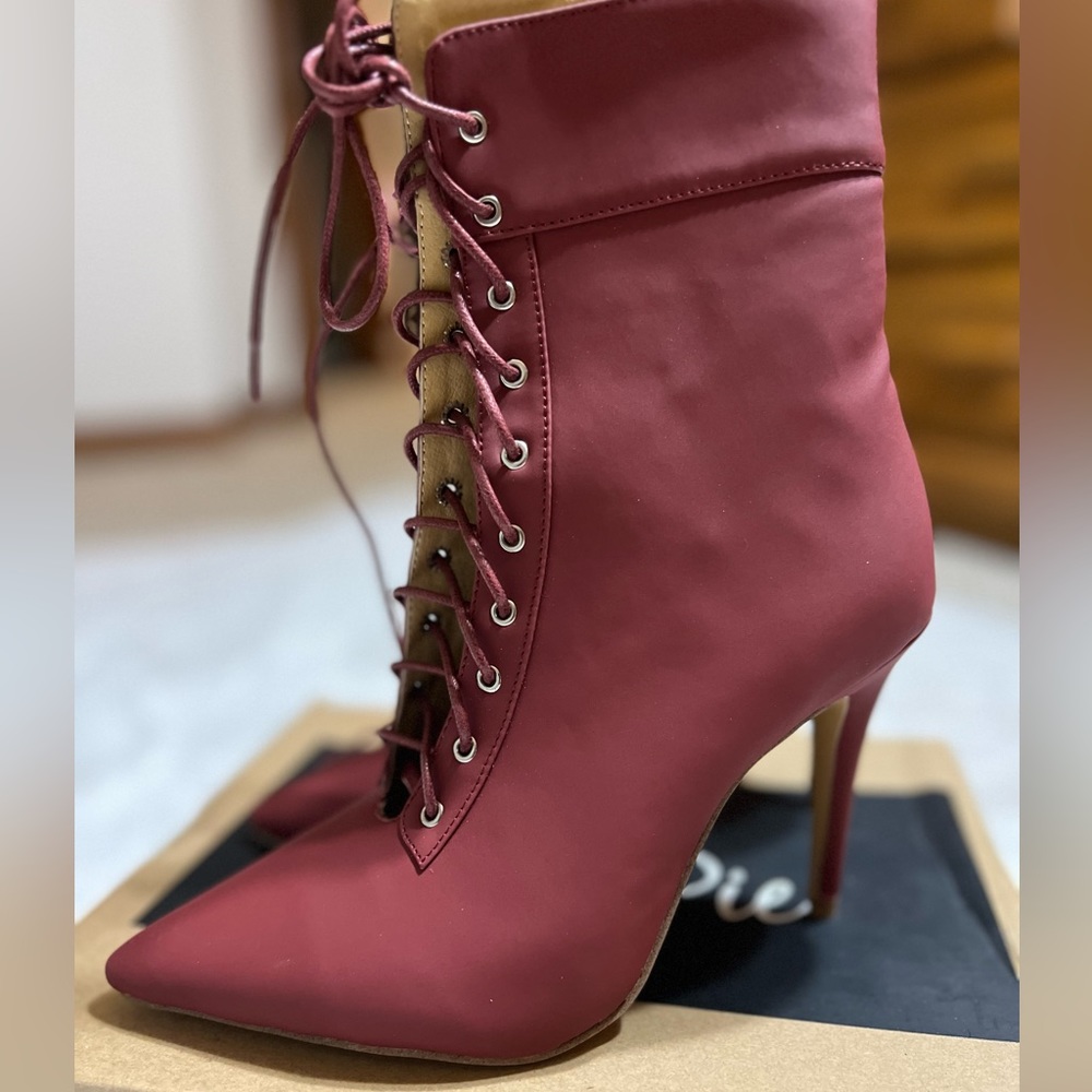 Booties, Size 5.5, Red matte.